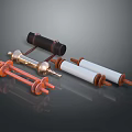 Mechanical Components Featuring Copper Tubes Cylindrical Reels And Insulating Parts 3d model