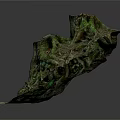 Natural Tree Stump Scene With Exposed Roots And Green Moss Textured Base