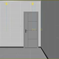 Modern Gray Swing Door With Flat Panel Design In White Tile Wall Room 3d model