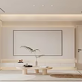Modern Living Room TV Wall Design With White Panel Platform And Decorative Plant