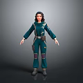 3D Female Character In Green Utility Overalls With Functional Pockets And Boots