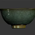 Green Crackled Glass Cup With Gold Rim And Smooth Interior Surface