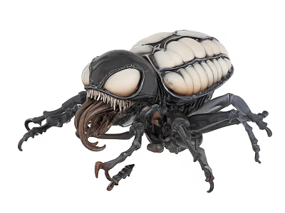 Insect Model Beetle With Black Exoskeleton White Abdomen Long Mouthparts And Detailed Legs 3d model