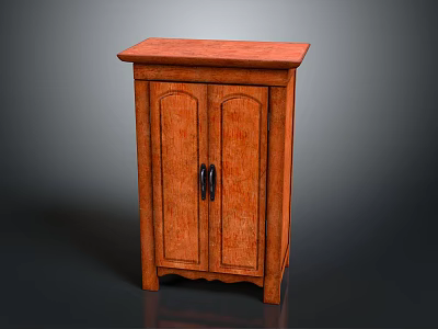 Classic Wooden Storage Cabinet With Two Doors And Black Handles Design 3d model