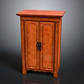 Classic Wooden Storage Cabinet With Two Doors And Black Handles Design