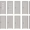 White Interior Hinged Doors With Various Panel And Glass Insert Designs 3d model