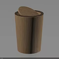 Wooden Public Trash Bin With Cylindrical Design And Flip Lid For Public Spaces