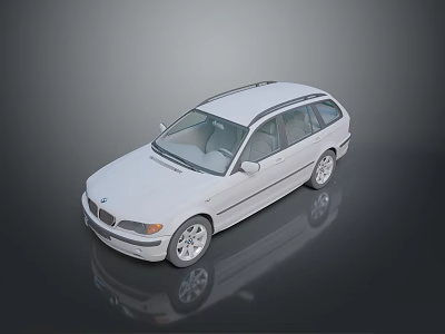 White BMW Station Wagon Featuring Roof Rack Modern Design And Silver Wheels 3d model