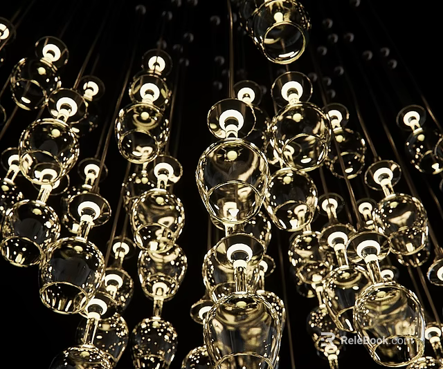 Gorgeous Modern Crystal Chandelier With Transparent Hanging Glass Balls And Illuminated Light 3d model