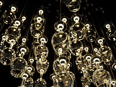 Gorgeous Modern Crystal Chandelier With Transparent Hanging Glass Balls And Illuminated Light 3d model