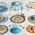 Children's Play Area With Colorful Circular Structures Slides Climbing Nets And Interactive Zones