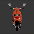 Orange Retro Scooter With Brown Leather Seat Shiny Finish On Dark Background
