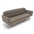 Gray Three Seater Sofa With Button Tufted Back And Golden Legs 3d model