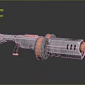 Futuristic Sci Fi Weapon With Metallic Blue Silver Body And Copper Rings Design