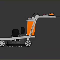 Worker Operating Industrial Floor Polishing Machine With Orange Barrel And White Base 3d model
