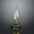 Vintage Oil Lamp With Transparent Glass Shade And Green Gold Base Decorative Lighting