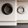 Modern Circular Wall Decorations with Spiral Patterns in Black and Light Tones on White Wall