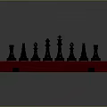 Red Brown Wooden Chessboard With Black And White Pieces Arranged On Checkerboard Surface