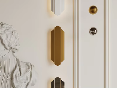 Modern Geometric Wall Lamps in Gold White Black for Elegant Interior Wall Decor 3d model