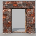 Red brick wall, old wall, old door frame 3d model