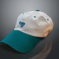 White And Teal Baseball Cap With Corduroy Material And Logo Design For Casual Style