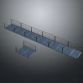 Industrial Metal Walkway Staircase Structure With Steel Handrails And Platform Design