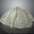 White Crocheted Hat with Openwork Grid Design and Fringed Edges 3d model