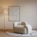 Modern Single Sofa Floor Lamp Round Carpet 3d model