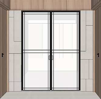 Modern double door glass double door 3d model