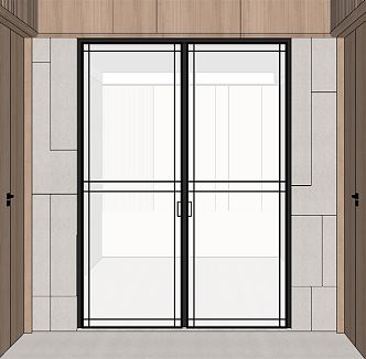 Modern double door glass double door 3d model