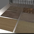 Multiple Square Carpets In Neutral Tones With Striped And Plain Textures For Home Decor 3d model