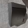 Public Wall Mounted Gray Mailbox With Envelope Logo Secure Lock On Concrete Cracked Wall