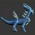 Blue Metallic Dragon Character With Glowing Details For Game Movie 3D Design