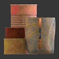 Colorful Industrial Metal Equipment Containers With Various Sizes And Rustic Texture