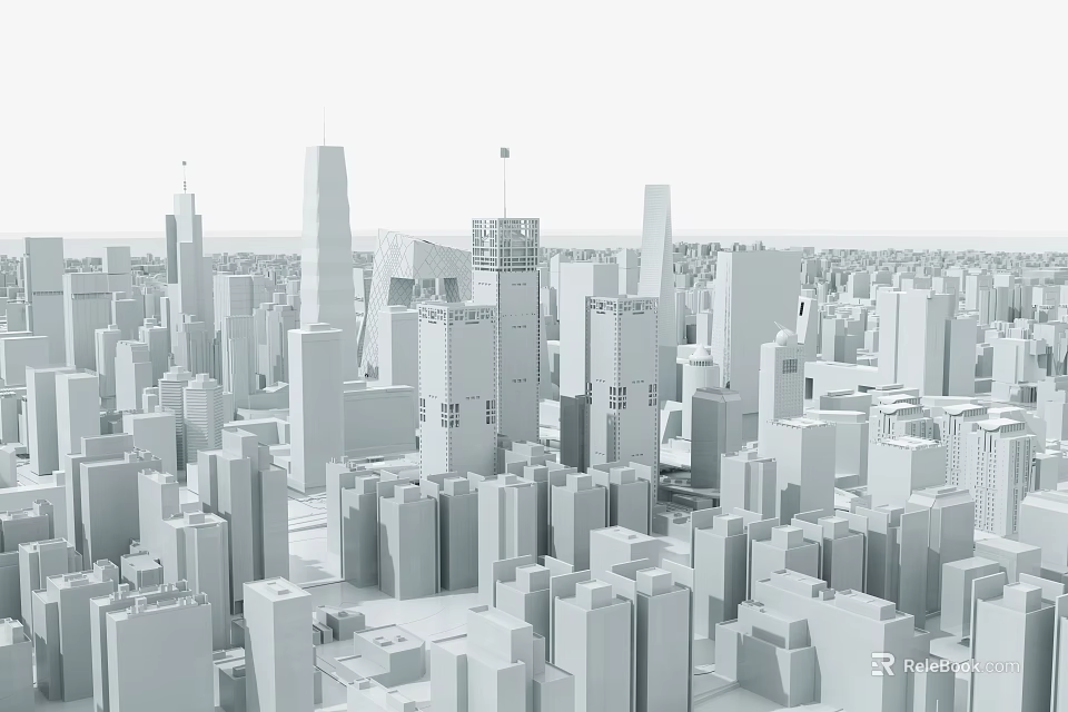 Modern Urban Cityscape With Tall Skyscraper Buildings And Architectural Design 3d model 