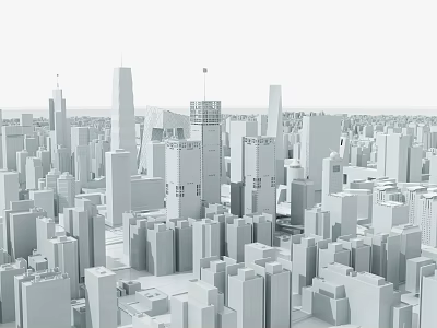 Modern Urban Cityscape With Tall Skyscraper Buildings And Architectural Design 3d model