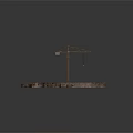 Construction Crane Working At Building Site With Brick Foundation Structure 3d model