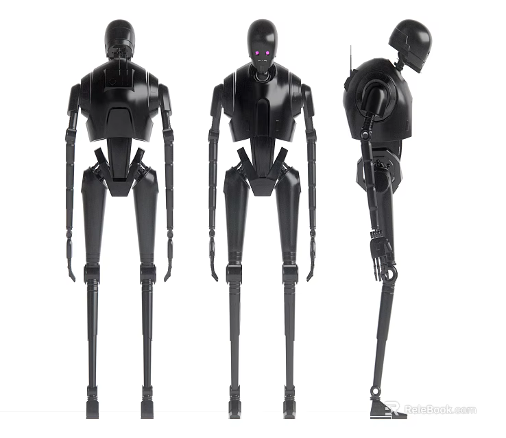 Intelligent Machine Black Robotic Figure With Mechanical Structure And Multiple Angles 3d model 