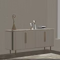 Modern Luxury Entryway Side Cabinet With Fluted Doors Marble Top And Golden Hardware