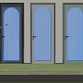 Hinged Doors in Black White Light Green with Arched Top Ribbed Glass and Golden Handles