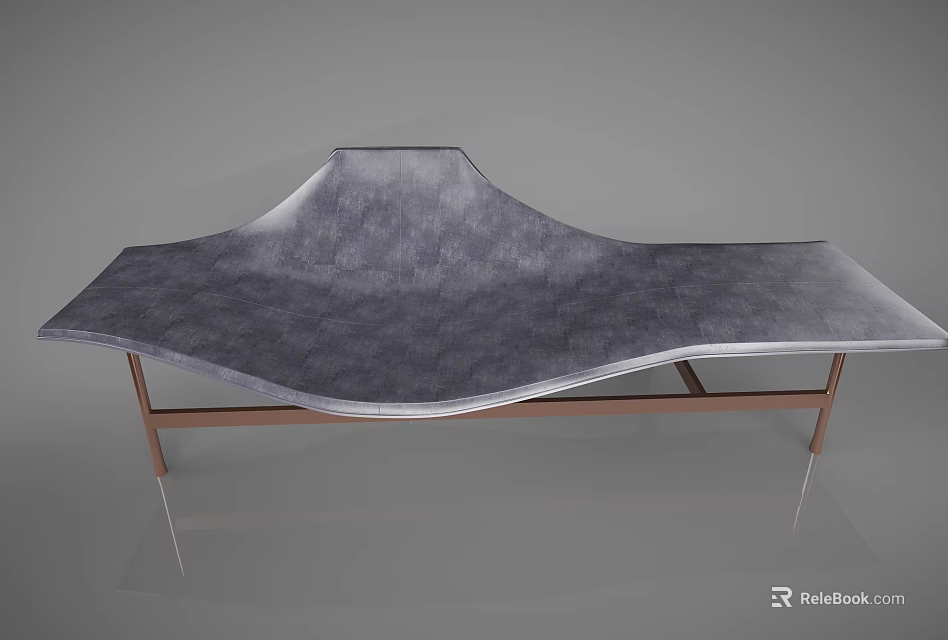 Modern Gray Lounge Chair With Wave Design And Metal Frame Legs 3d model 