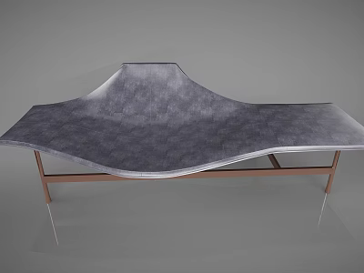Modern Gray Lounge Chair With Wave Design And Metal Frame Legs 3d model