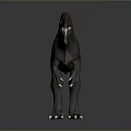 3D Reptile Model With Red Stripes Spots And Open Mouth On Gray Background
