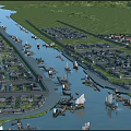 Ancient Architecture Complex In Water Town With Traditional Boats And River Canals
