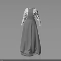 Gray Overall Dress Paired With White Long Sleeve Shirt For Simple Elegant Look