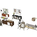 Modern Living Room Decorative Cabinet With Furniture Decorative Items Table Lamps And Wall Paintings