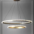 Modern Circular Chandeliers With Metallic Frames Illuminated On Gray Wall Background 3d model