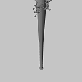 Traditional Decorative Staff with Intricate Top Ornament and Wooden Metal Design on Dark Background