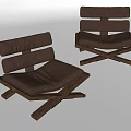 Minimalist Modern Leisure Chairs With Leather Seats And Wooden Crossed Frames