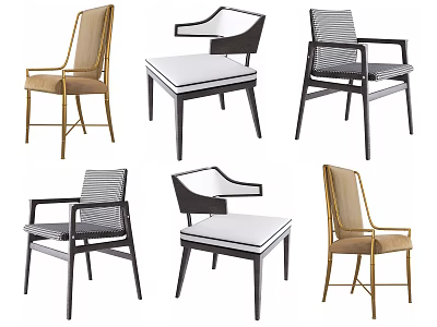 Stylish Contemporary Leisure Chairs With Various Designs Metal Frames And Soft Seats 3d model
